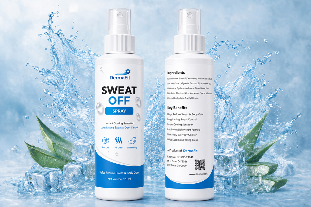 DermaFit Sweat Off Spray – 20% Aluminium Chloride Hexahydrate Anti-Sweat & Odor Control Spray (120ml)