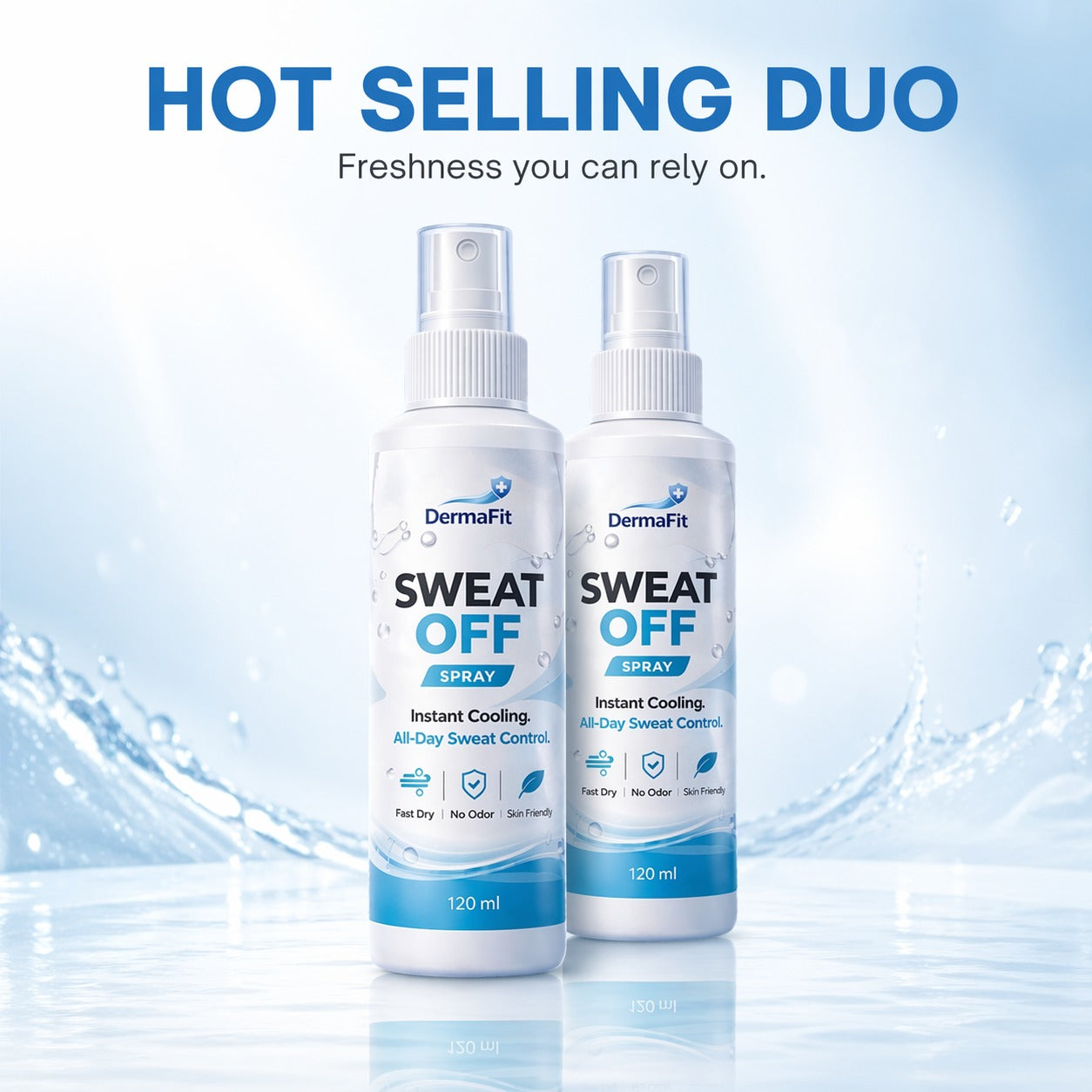 DermaFit Sweat Off Spray – Instant Cooling Anti-Sweat & Odor Control Spray (120ml)