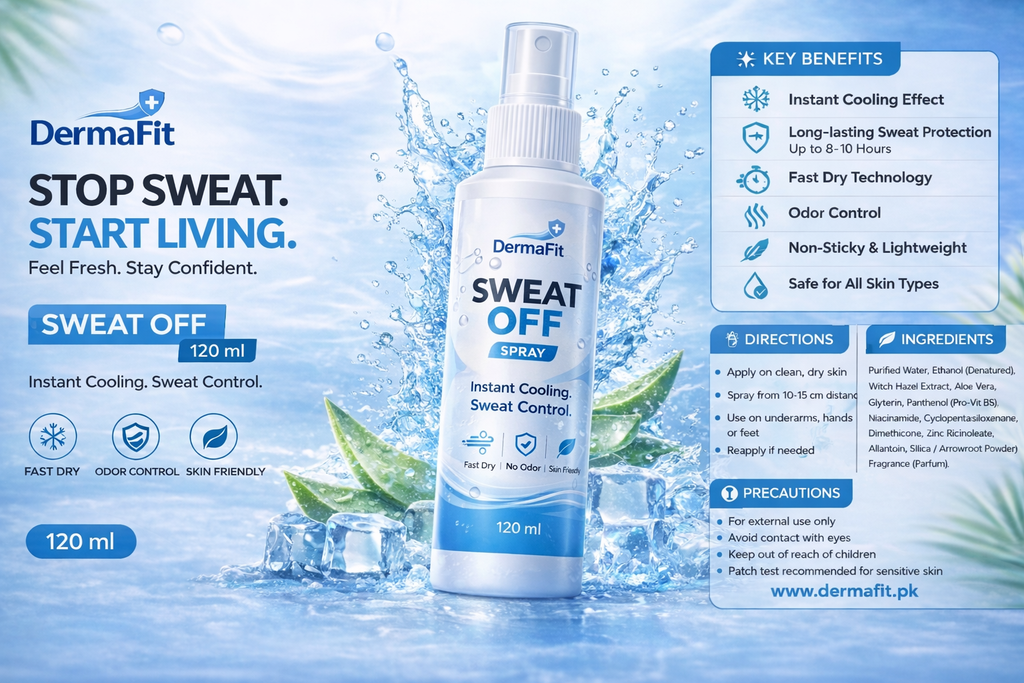 DermaFit Sweat Off Spray – Instant Cooling Anti-Sweat & Odor Control Spray (120ml)